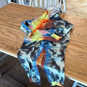 Colorful Tie-Dye Hoodie and Sweatpants Set